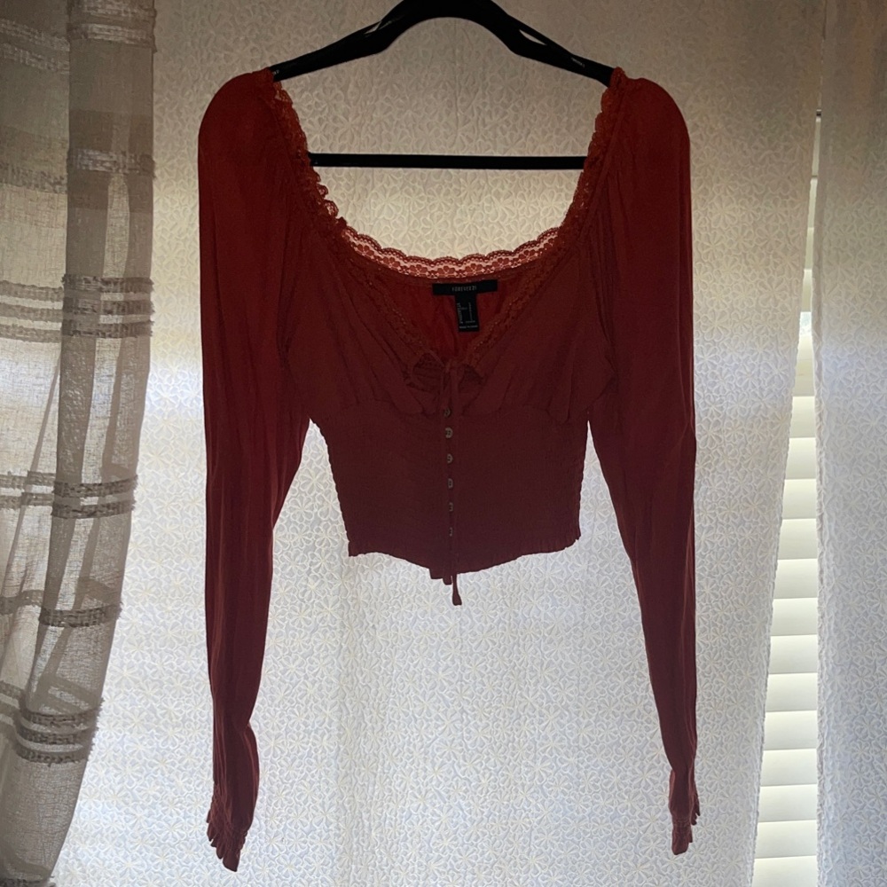 Forever 21 Rust Long Sleeve Blouse